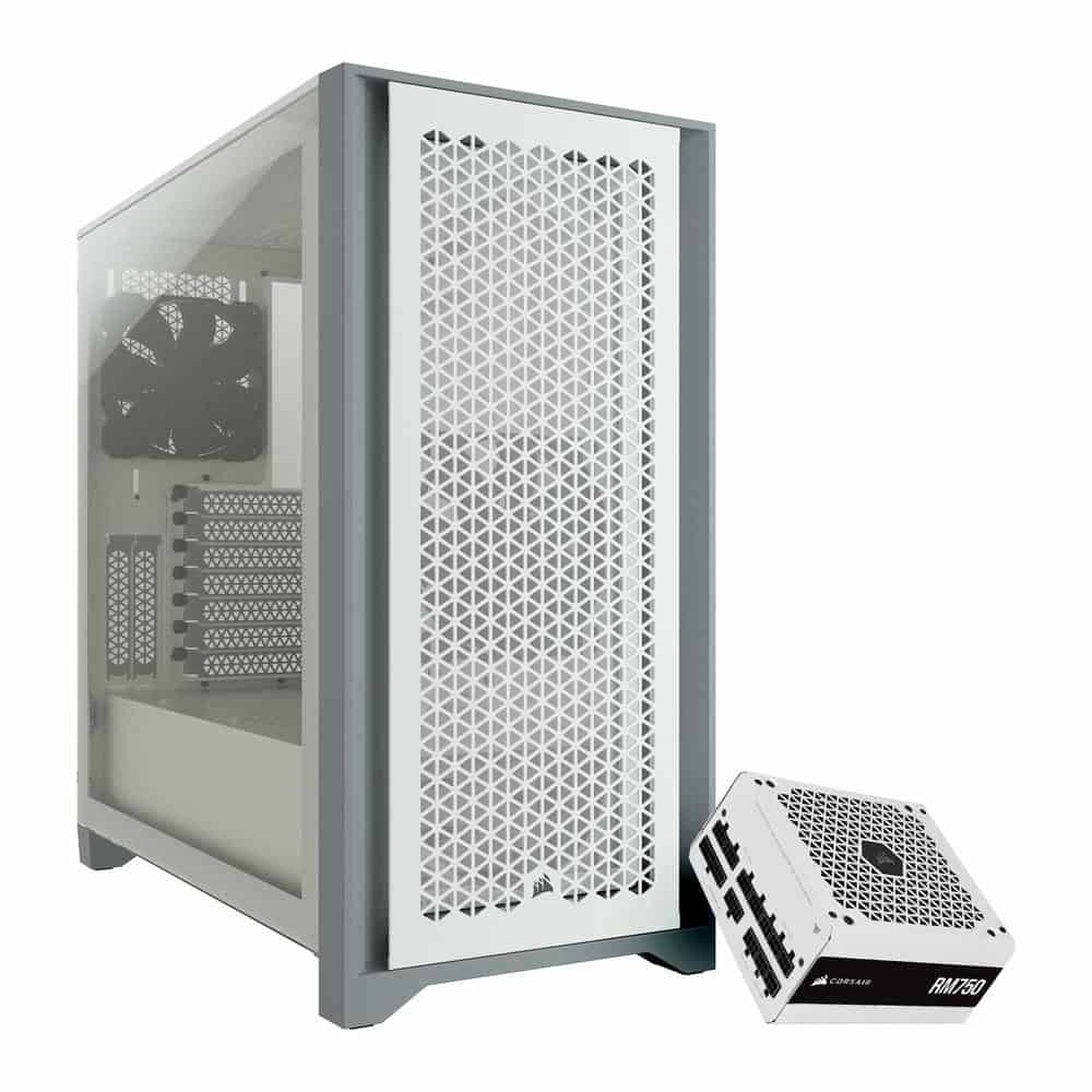 (image for) Corsair 4000D Airflow White Chassis + Corsair RM750 White PSU Bundle